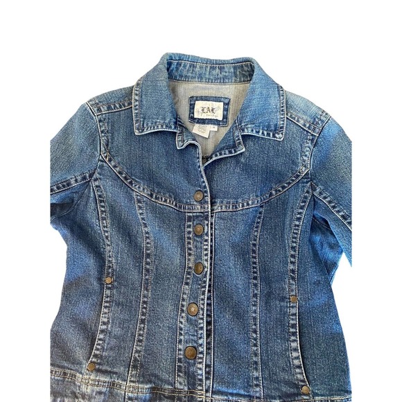 Women’s Live a Little Size Medium Denim Jacket Flattering Fitted Blazer Casual - Picture 6 of 8